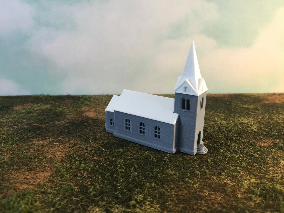 Country Historic Church - Z Scale 1:220 EASY 5 pc Assembly! Your Small Town USA - Image 1 of 4