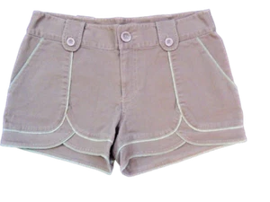 BCBGirls Womens Khaki Lime Piping Trim Flat Front Casual Shorts Size 10 (31x3) - Picture 1 of 9