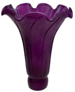 Tulip Lily Flower Glass Lamp Shade by Terra Cottage - Plum Purple - 1.5" Fitter - Picture 1 of 2