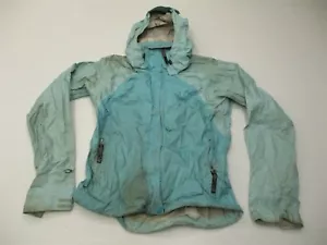 Chaqueta cortavientos MARMOT para mujer talla XS dañada cremallera completa con capucha azul claro - Imagen 1 de 8