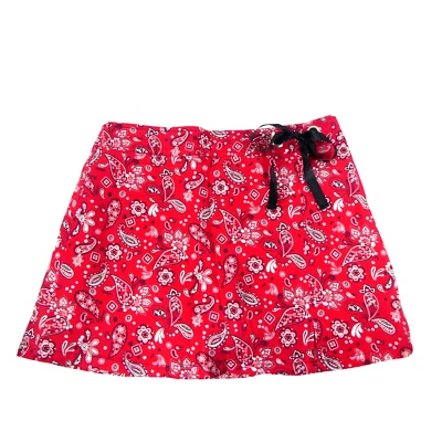 全新 Carolina Blues 女式红色佩斯利 10 码弹力短裙拉链短裤 31w — 第 1/4 张图片