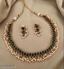 South Indian Bollywood Green Kempu Golden Choker Necklace Ethnic Jewelry Set