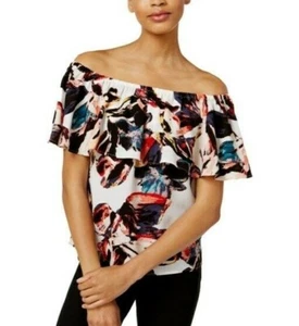 Bar III Womens Size Small Off the Shoulder Like a Painting Floral Blouse $49 554 - Picture 1 of 8