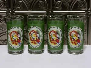 Juego de cuatro vasos Ronald McDonald transparentes y verdes vintage Navidad - Imagen 1 de 5