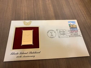 Estampilla del Bicentenario de Rhode Island con Sello Dorado 29 de Mayo 1990. - Imagen 1 de 4