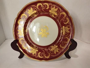 6 Rosenthal 10 1/2 inch Burgundy Ivory Plates - Picture 1 of 8
