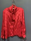Yves St. Clair Ladies Sz 12 Hidden Button Up Blouse, Hot Pink Poet Librarian