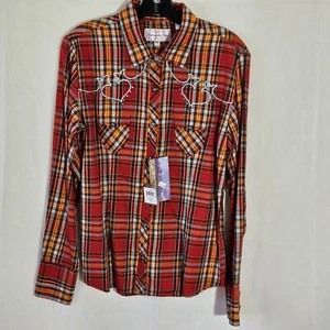 Panhandle Slim Women's Long Sleeve Pearl Snap Shirt Plaid Size M - NWT - Picture 1 of 9