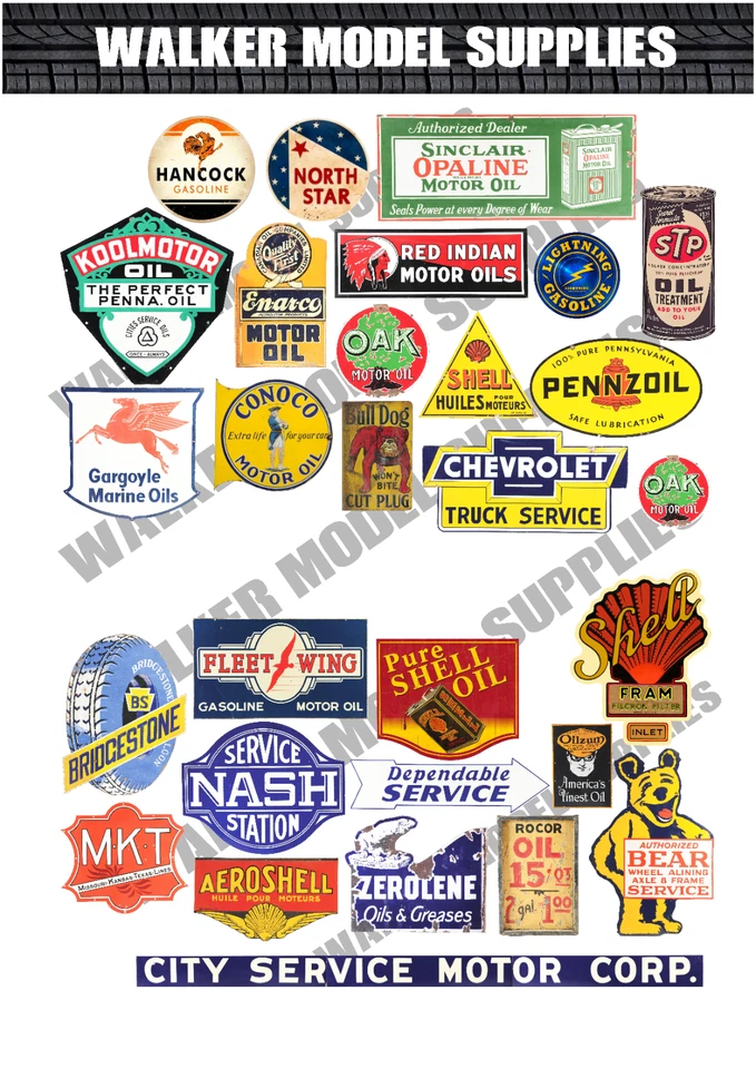 1:24 scale Pre-cut Vintage style Garage sign matte stickers model car. 8 - Image 1 of 1