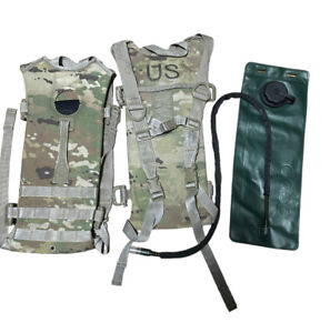 2pcs Used, Multicam Hydration System Carrier with New Hydration Pack Bladder