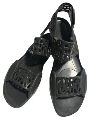 Auténticas Sandalias Planas MARNI Gris Oscuro Goma Jalea Talla 40 Foto 1 de 4