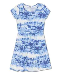 Speechless Big Girls Knit Tie-Dye Tier Dress - Blue, White Size 8 - Picture 1 of 2