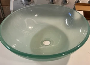 Vessel Sink Round Tempered Glass Basin 16"Dx5"H(DR - Picture 1 of 14