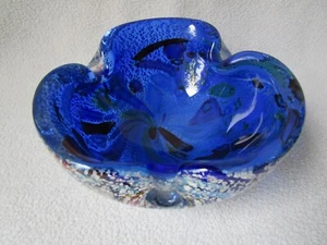 Posacenere vetro di Murano blu-colorato collezione fusioni argento 14x5,5cm - Foto 1 di 8