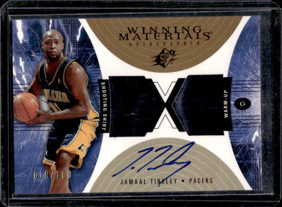 2003-04 Upper Deck SPX Jamaal Tinsley Gold Game Used Shirt Warm-Up Auto #19/100