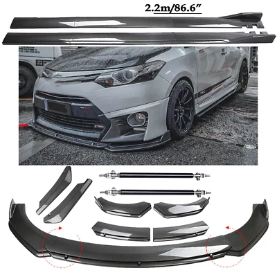 Carbon Fiber Front Bumper Lip Spoiler & Side Skirt Body For Toyota Camry  K Foto 1 de 4