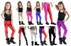 GIRLS kids Disco Metallic Shiny Dance Leggings HARLEY QUINN CUSTOM COSTUMES FOIL - Picture 1 of 29