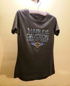 Camiseta de moto Harley Davidson para mujer talla extra pequeña XS logotipo azul verdoso - Imagen 1 de 3