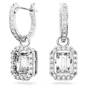 Swarovski Una drop earrings Octagon cut, White, Rhodium plated 5638495 - Picture 1 of 6