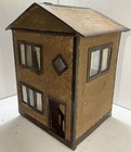 CHARMING SMALL VINTAGE 1920s DOLL HOUSE, CARDBOARD CONSTRUCTION, ORIGINAL PAPERS