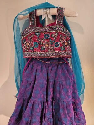 Chaniya Choli For Girl's, Purple and Turquoise - Image 1 of 4