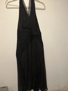 NEW Maggy London Halter Dress Silk Womens Sz 4 Black Cocktail Midi Lined - Picture 1 of 11