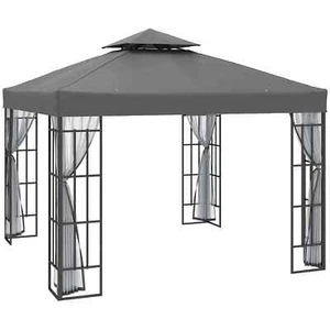 3 x 3 (m) Terrasse Pavillon Überdachung Garten Pavillon Zelt Unterstand mit 2 Ebenen - Bild 1 von 12