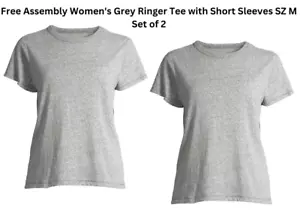 Free Assembly Gray Women's Ringer Tee with Short Sleeves SZ XL Lot 2 NEW - Picture 1 of 6