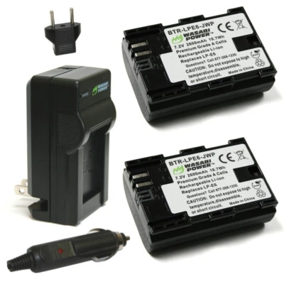 Batería Wasabi Power (paquete de 2) y cargador para Canon LP-E6, LP-E6N Foto 1 de 4
