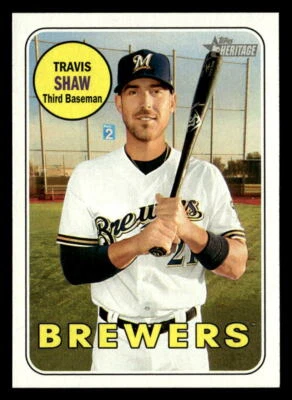 Travis Shaw 2018 Topps Heritage  Card #204 Milwaukee Brewers - Image 1 of 2