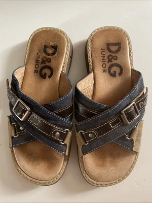 D&G Junior  Leather/ Jeans Slides SZ 37 - Image 1 of 4