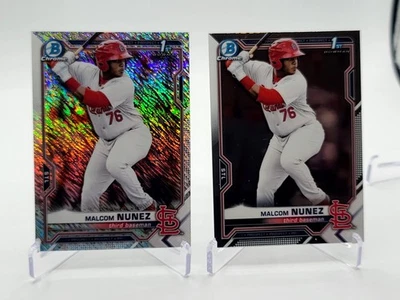 2021 Bowman Draft #BDC-56 Malcom Nunez Rainbow Shimmer & Chrome Cards ⚾️⚾️⚾️⚾️⚾️ - Image 1 of 4