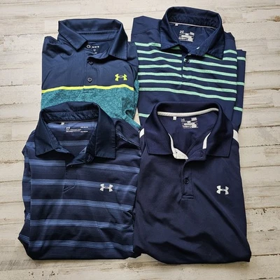 LOTE DE 4 camisas polo de golf Under Armour L para hombre - Heatgear paquete informal cómodo Foto 1 de 4