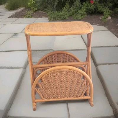 Винтажная плетеная бамбуковая трость 1970-е прикроватная тумбочка диван журнальный столик стойка - Изображение 1 из 4