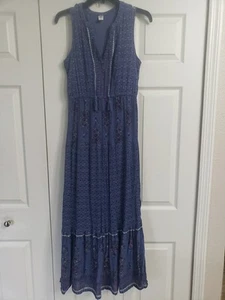 Old Navy Blue Floral Maxi Lined Sleeveless Dress Small/Petite-Prairie. - Picture 1 of 6