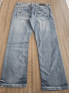 True Luck Denim Blue Jeans Herren 34 x 30 Preppy Western Whiskering bestickt Rodeo - Bild 1 von 13