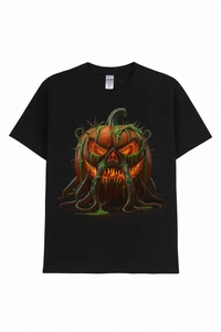 Men’s & Women’s Halloween Shirt – Creepy Green Goo Monster Pumpkin Graphic Tee, - Picture 1 of 3