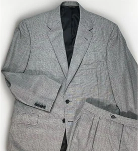 Hickey Freeman Bespoke Suit Mens 40S Gray Glen Plaid Jacket Pants 36x30 USA - Picture 1 of 24