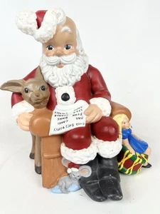 Santa Claus Christmas Good Boys & Girls List Hand Painted Ceramic Statue Vintage - Picture 1 of 10