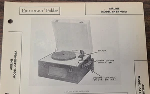 AIRLINE MODELS 64BR-916A RECORD PLAYER PHOTOFACT - Picture 1 of 1