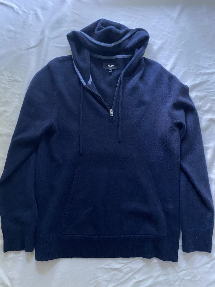 DAPPER!**MEN’S JACK SPADE NAVY CASHMERE 3/4 PULLOVER SWEATER HOODIE** M - Image 1 of 4