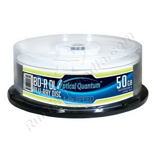 25 Optical Quantum 6x 50GB Blu-ray Double Layer BD-R DL Logo Top OQBDRDL06LT-25 - Image 1 of 1