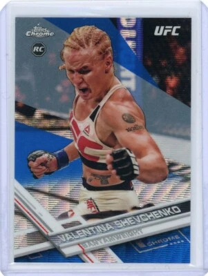 2017 Topps Chrome UFC Rookie Blue Wave Refractor #83 Valentina Shevchenko 42/75 - Image 1 of 2