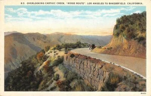 Postal vintage de Castaic Creek CRIDGE ROUTE de Los Ángeles a Bakersfield década de 1920 - Imagen 1 de 2