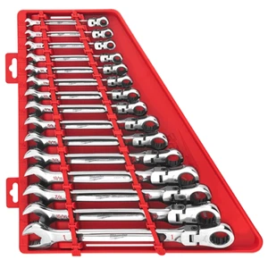 Milwaukee 48-22-9413 Flex Head Ratcheting SAE Combination Wrench Set - 15 PC - Picture 1 of 6