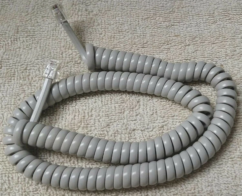7 Feet Telephone Modular Coiled Handset Cord (Grey Color), RJ9, 7ft, 7' - Image 1 of 1