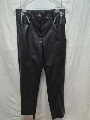 Calvin Klein Pants Faux Leather Size 8 Women's Black Tapered NWT - Image 1 of 4