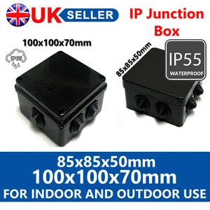 WATERPROOF JUNCTION BOX ENCLOSURE IP65 BLACK FOR OUTDOOR ELECTRICAL PROTECTION - Picture 1 of 4