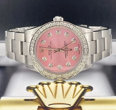 Rolex Midsize Oyster Perpetual 31mm 2ct Diamonds Pink Dial Steel Automatic Watch - Image 1 of 4