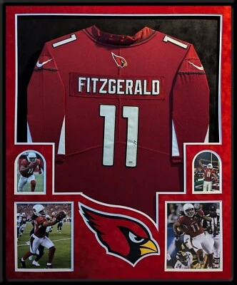 CAMISETA FIRMADA AUTOGRAFIADA DE GAMUZA ENMARCADA ARIZONA CARDINALS LARRY FITZGERALD PSA Foto 1 de 4